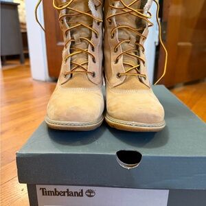 Timberland Wheat Lace-Up Shearling Ankle Boots